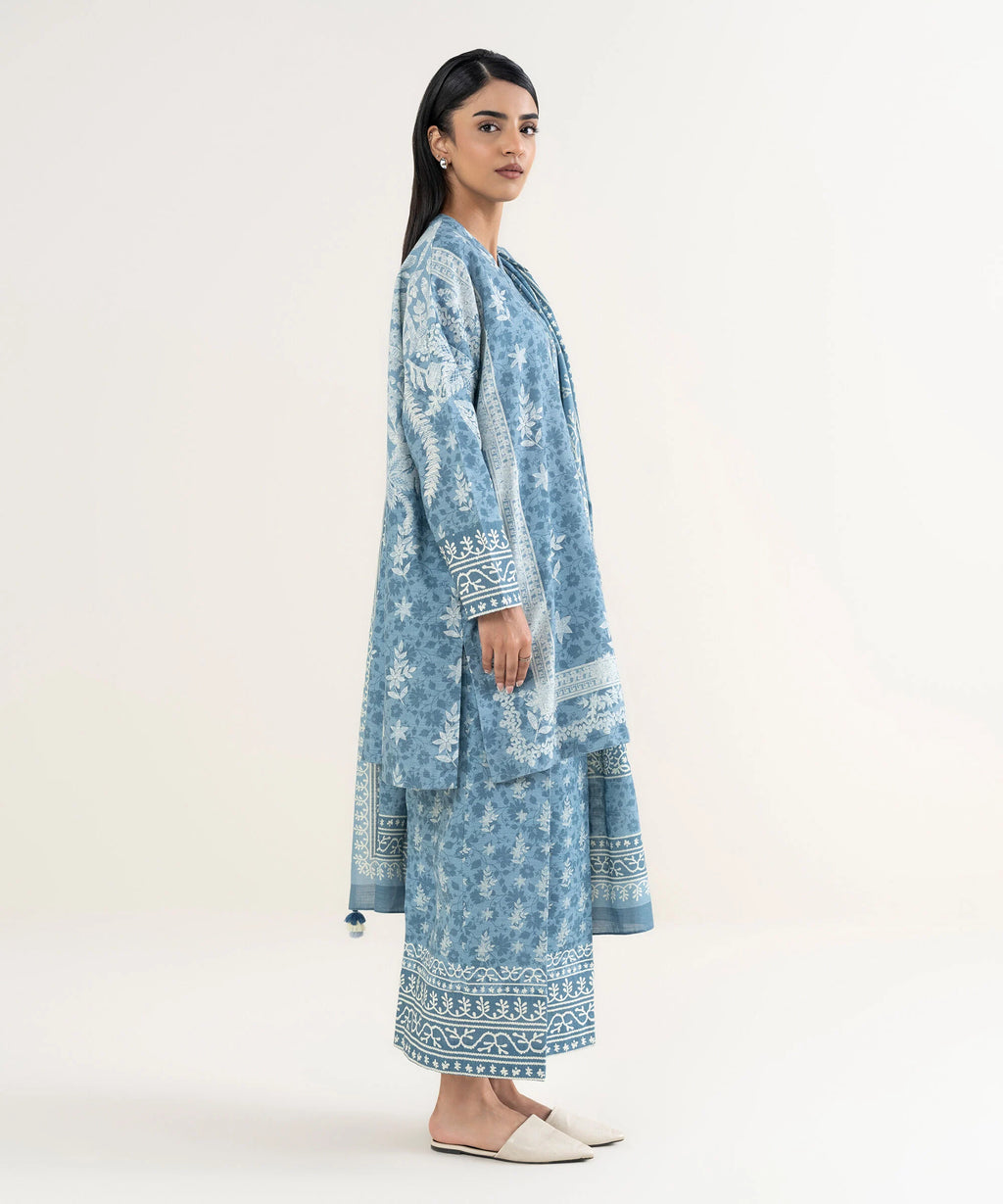 3 Piece - Printed Khaddar Suit