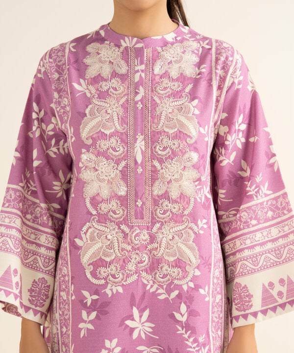 3 Piece - Embroidered Light Khaddar Suit
