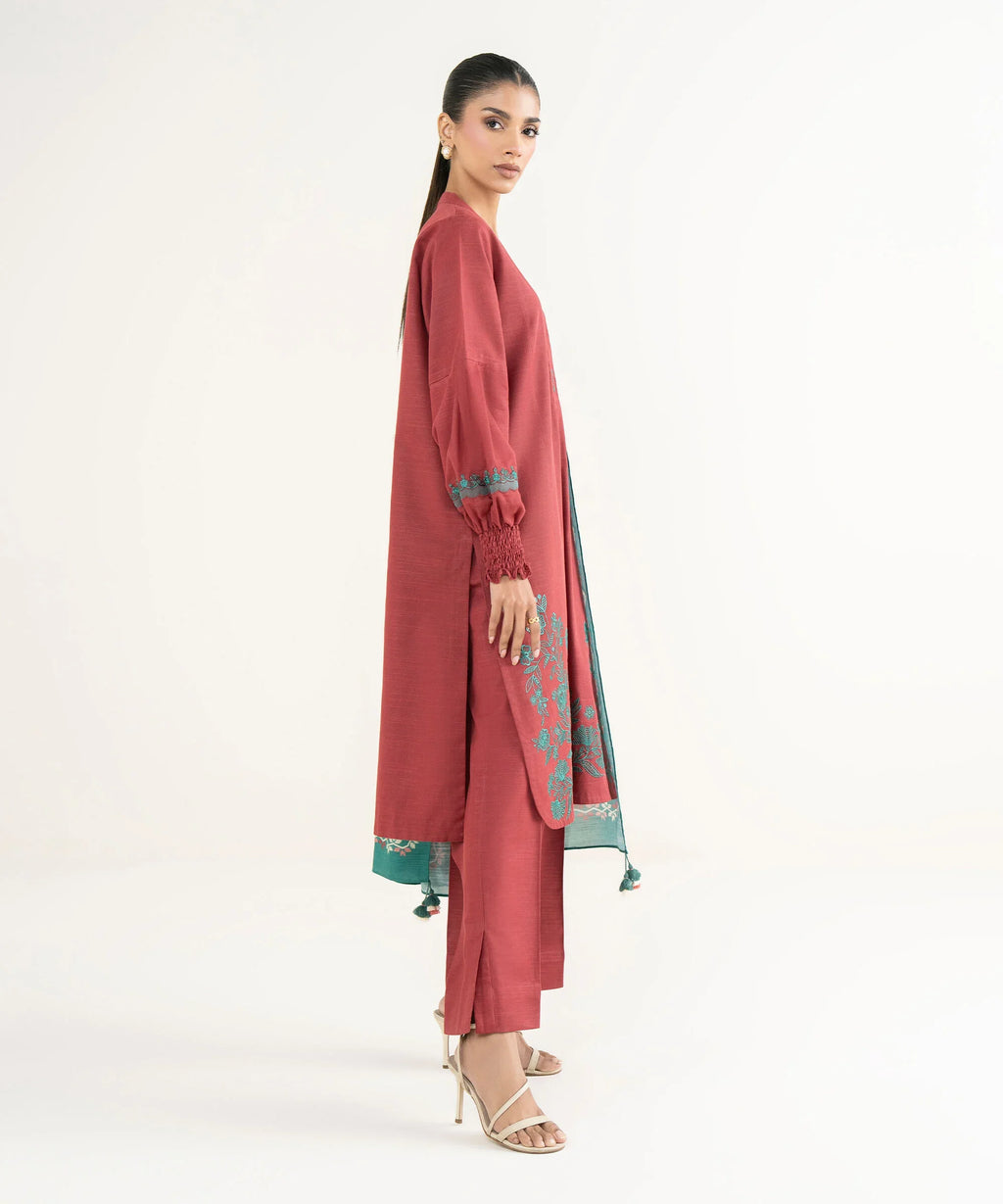 3 Piece - Embroidered Light Khaddar Suit