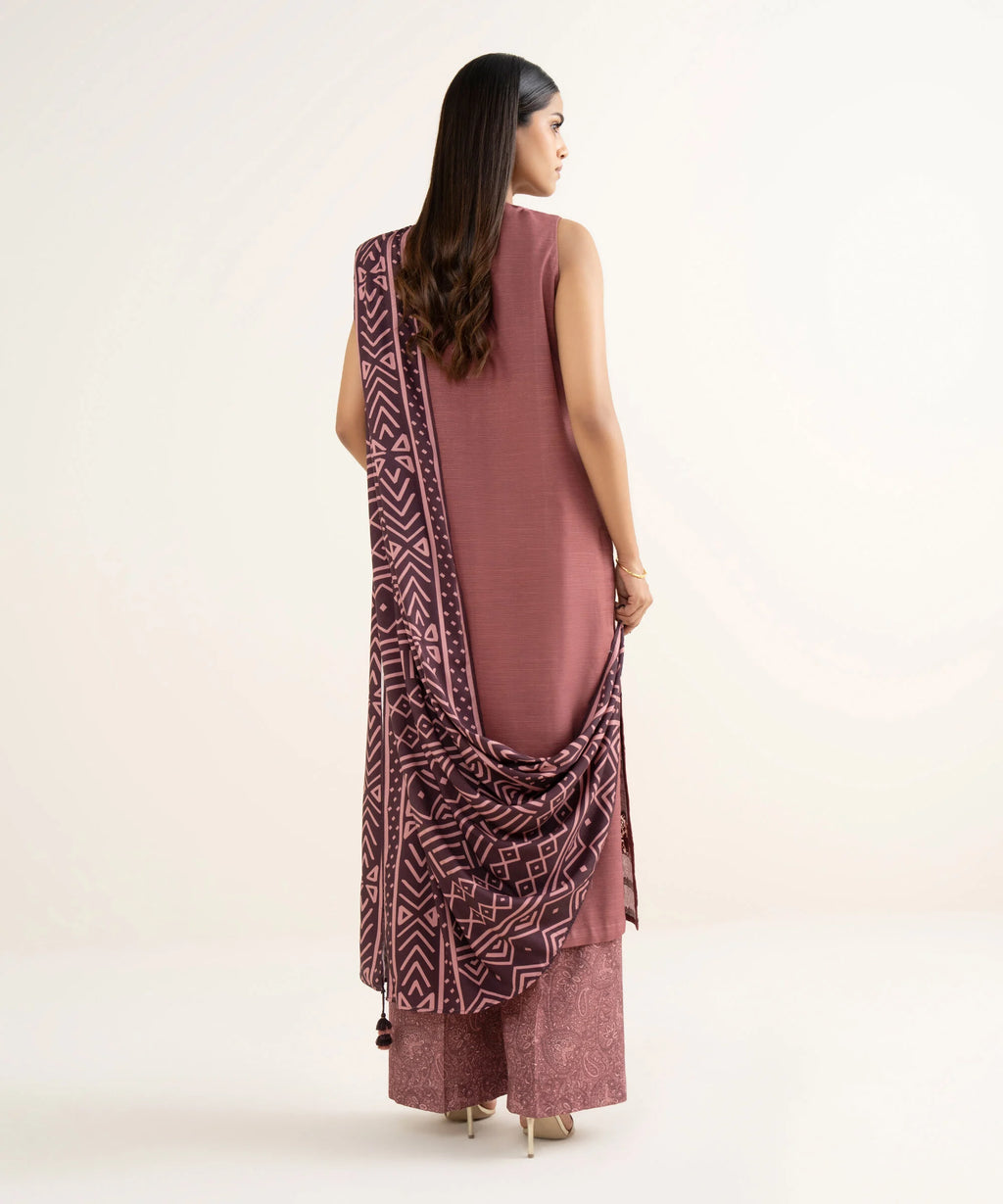 3 Piece - Embroidered Khaddar Suit