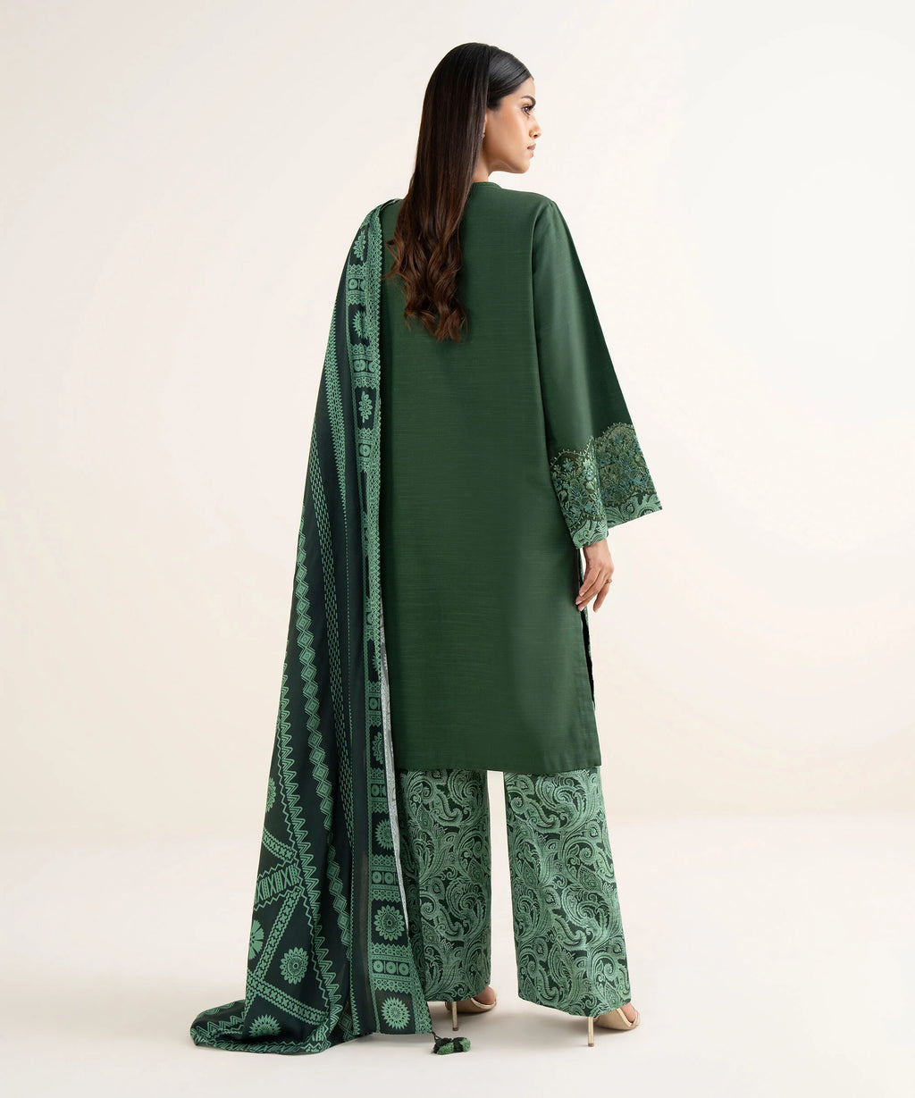 3 Piece - Embroidered Khaddar Suit