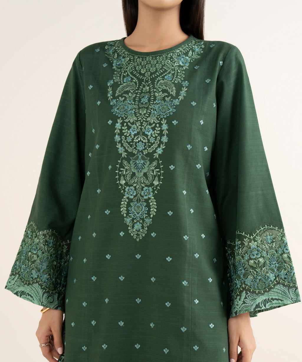 3 Piece - Embroidered Khaddar Suit