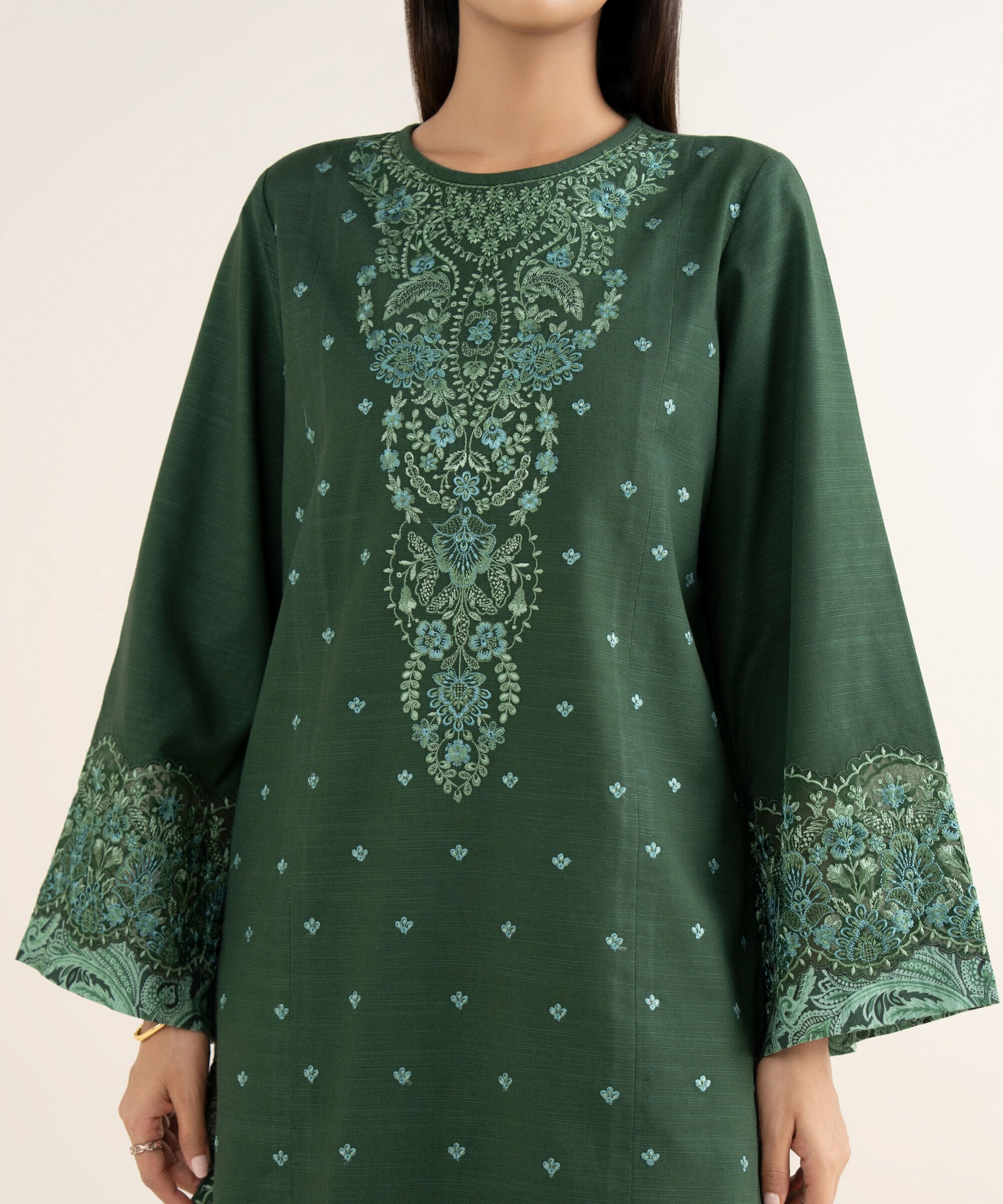 3 Piece - Embroidered Khaddar Suit