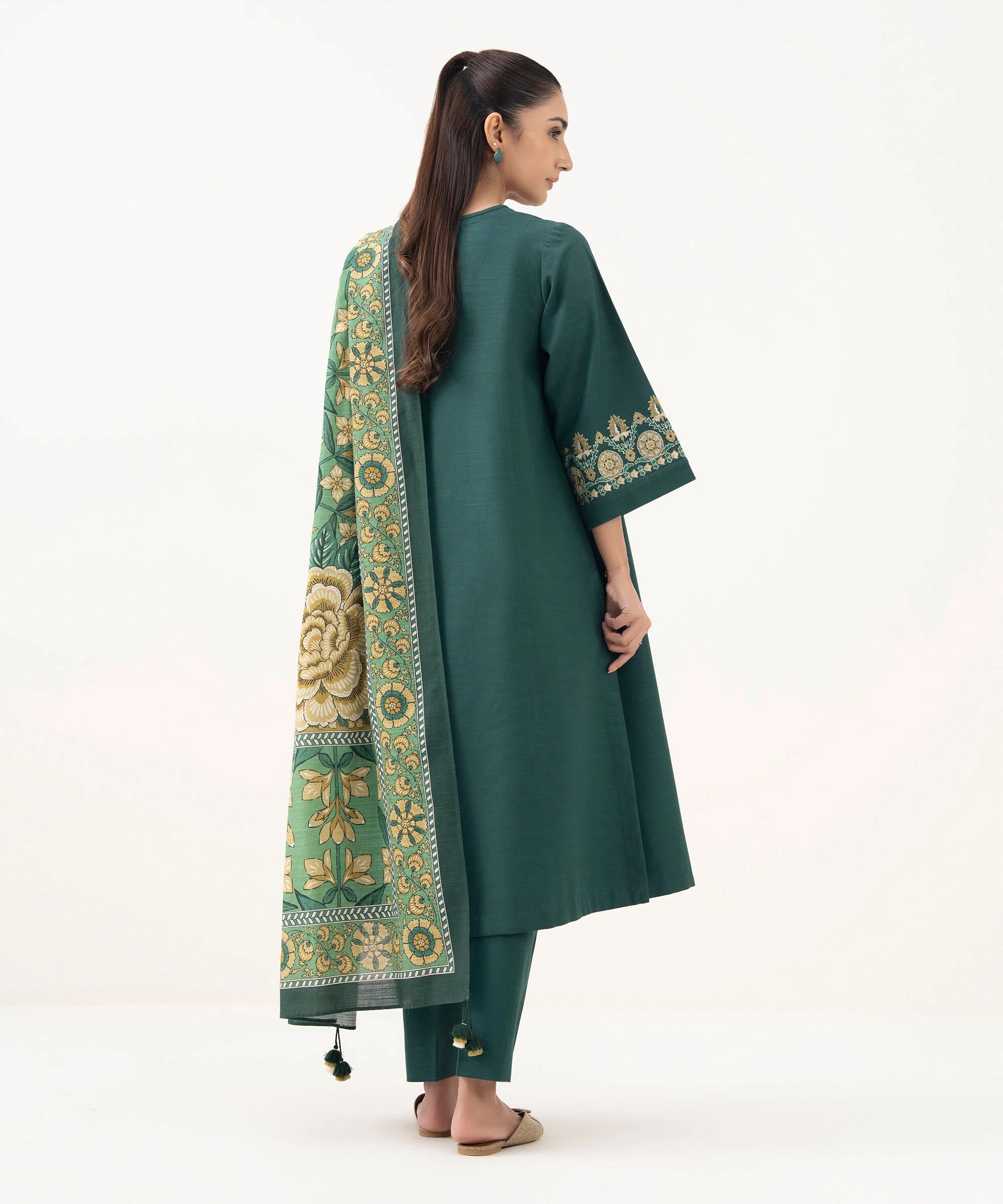 3 Piece - Embroidered Khaddar Suit