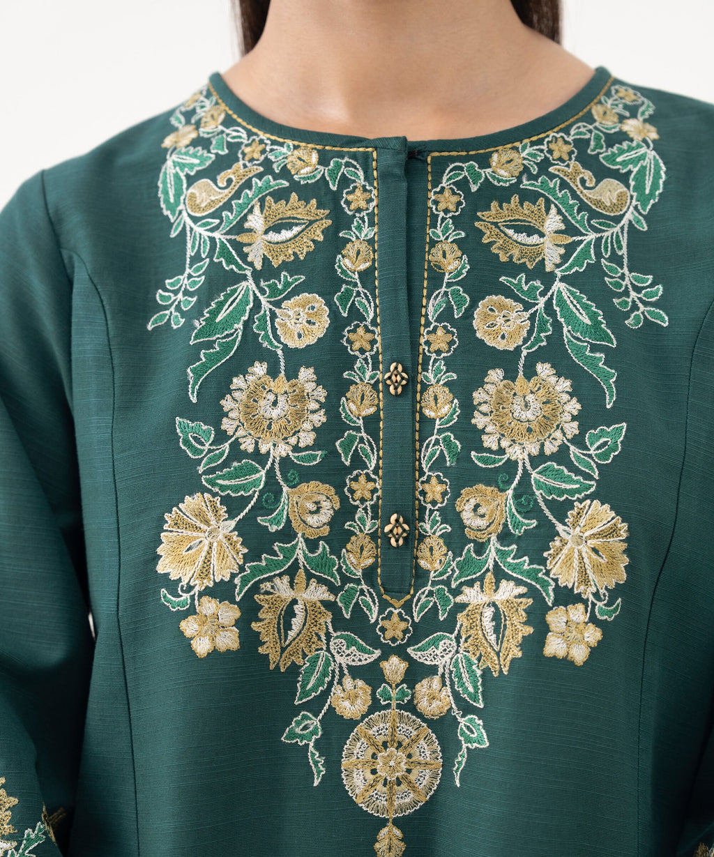 3 Piece - Embroidered Khaddar Suit