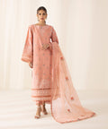 3 Piece - Embroidered Cotton Satin Suit