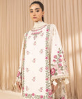 3 Piece - Embroidered Cotton Satin Suit