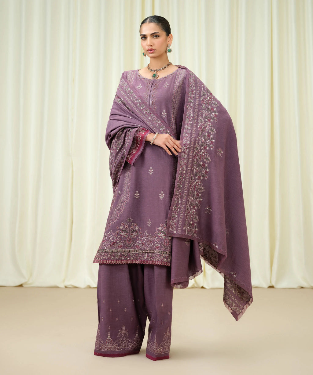 3 Piece - Embroidered Karandi Suit