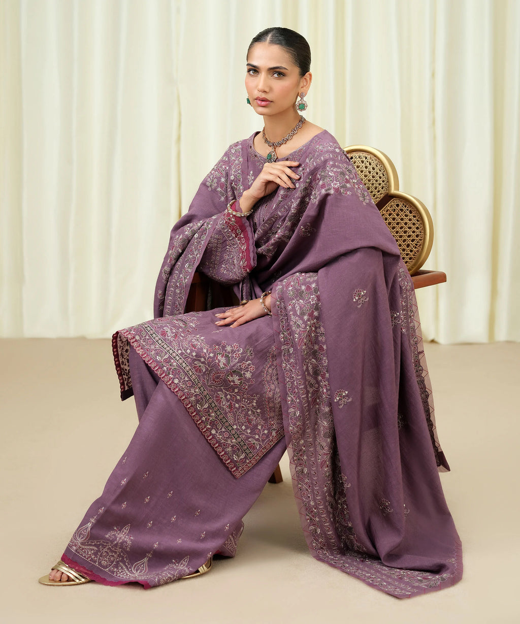 3 Piece - Embroidered Karandi Suit