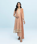 3 Piece - Embroidered Cotton Satin Suit