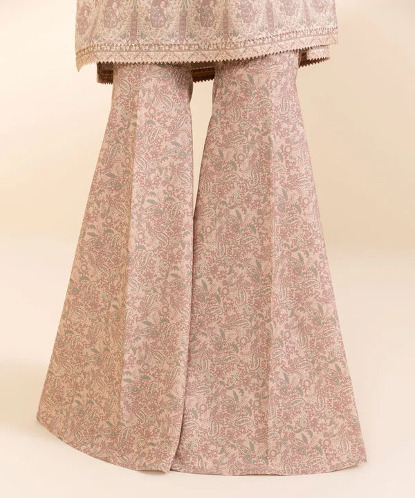 3 Piece - Embroidered Cotton Satin Suit
