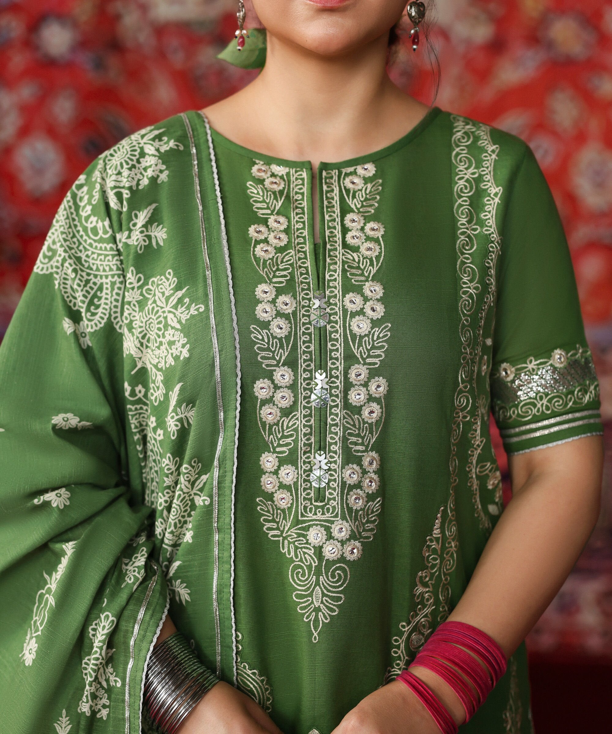 3 Piece - Embroidered Light Khaddar Suit