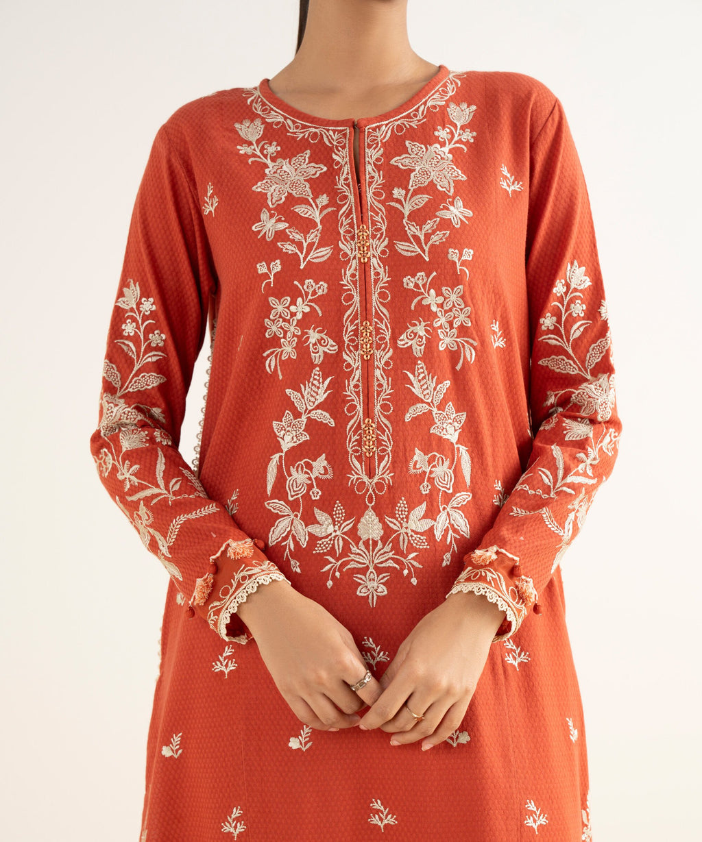 3 Piece - Embroidered Dobby Suit