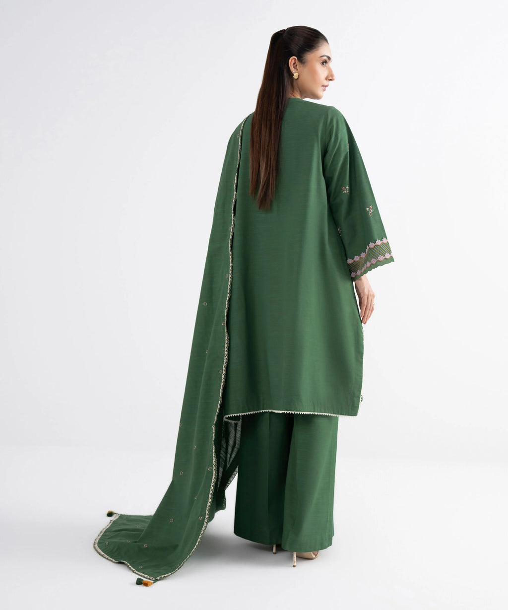 3 Piece - Embroidered Khaddar Suit