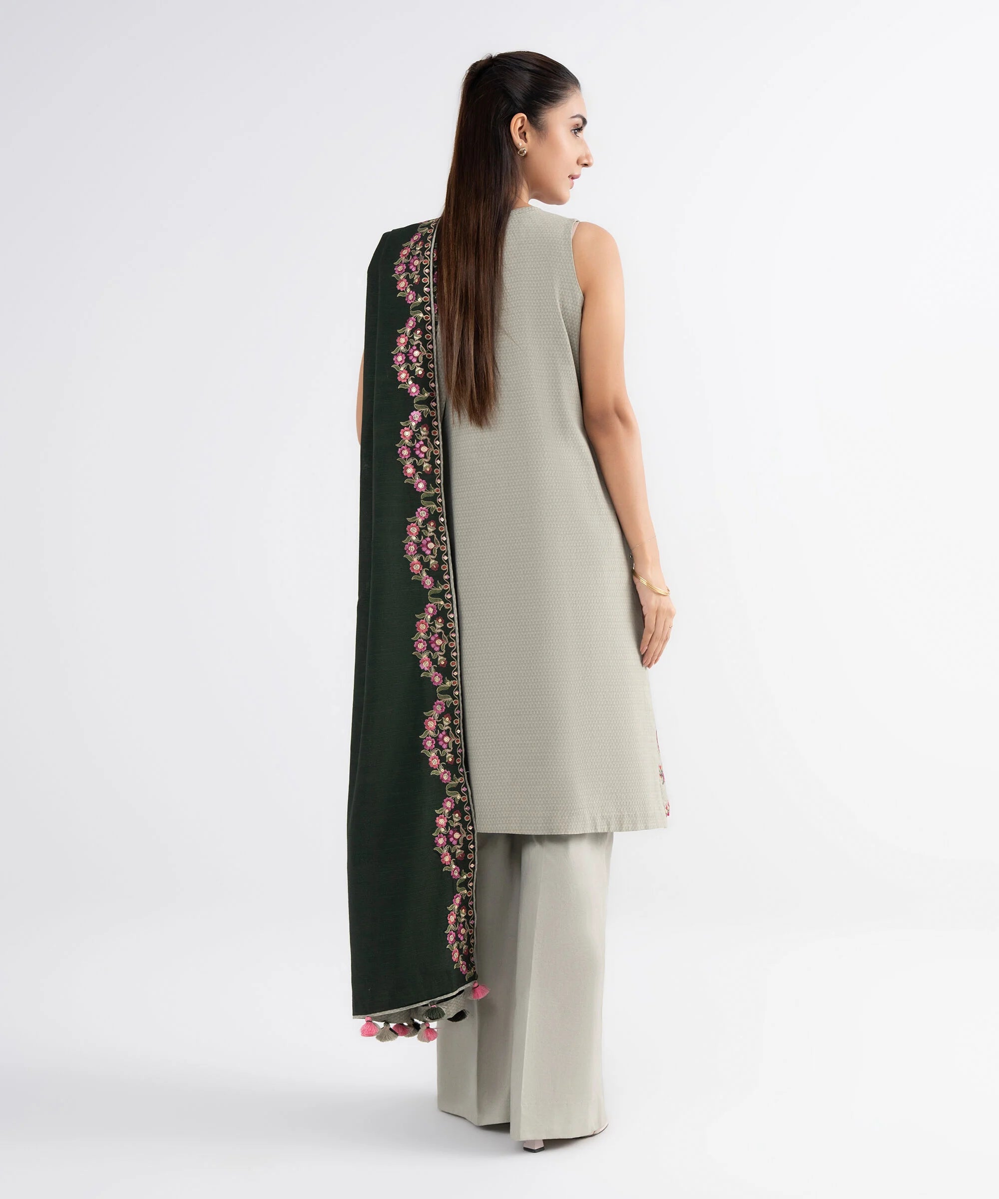 3 Piece - Embroidered Dobby Suit