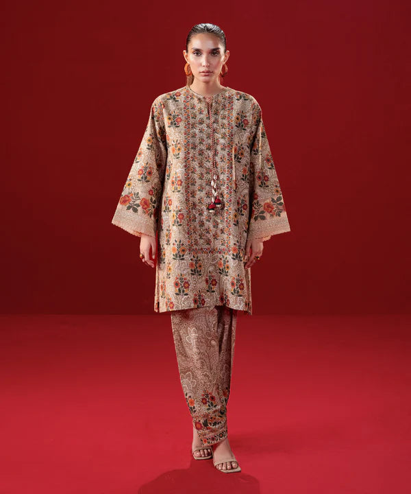 2 Piece - Embroidered Light Khaddar Suit