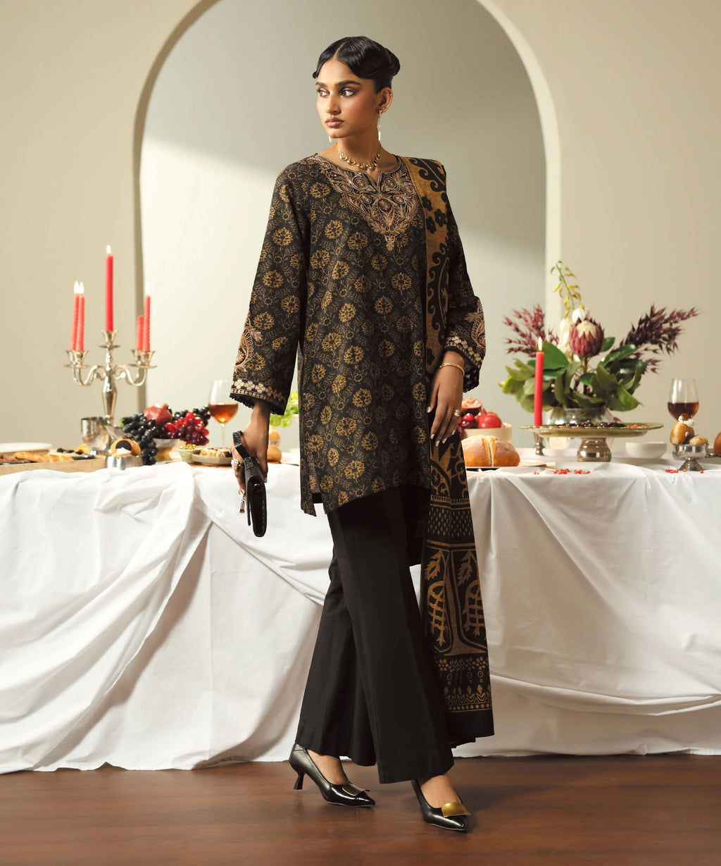 Embroidered Khaddar Shirt