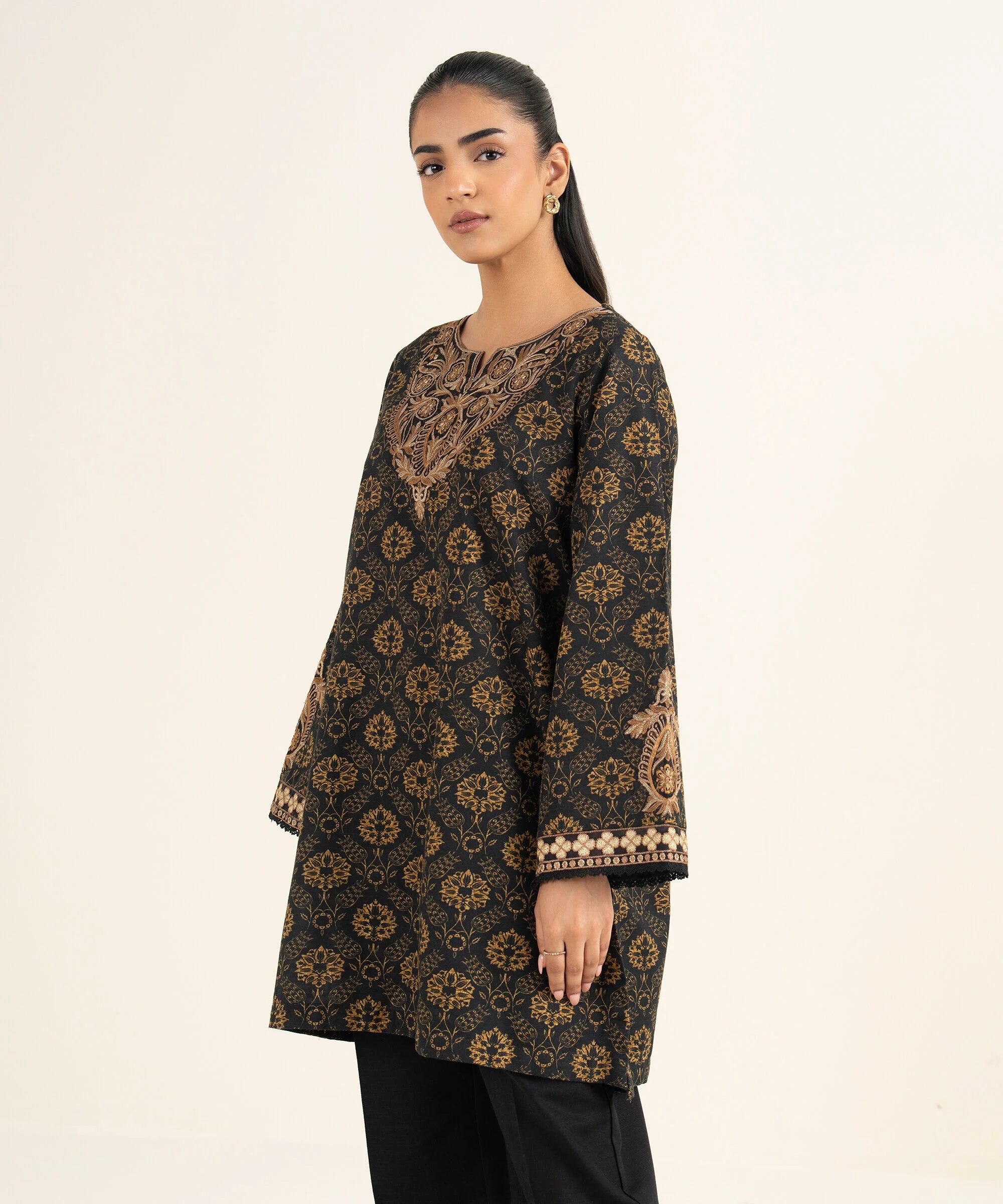 Embroidered Khaddar Shirt