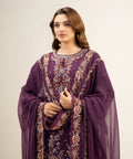 3 Piece - Embroidered Cotton Net Suit
