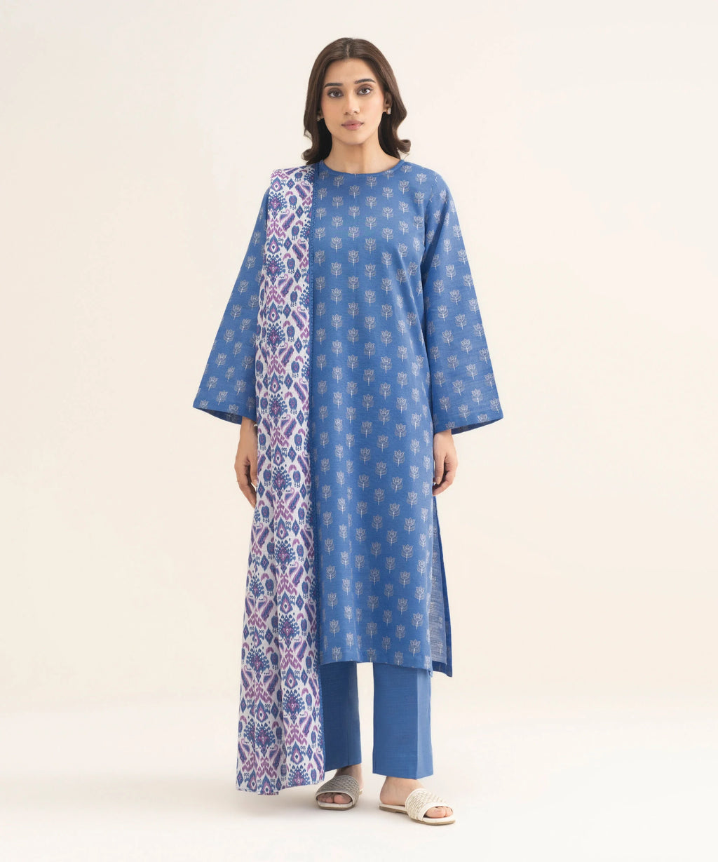 3 Piece - Printed Khaddar Suit