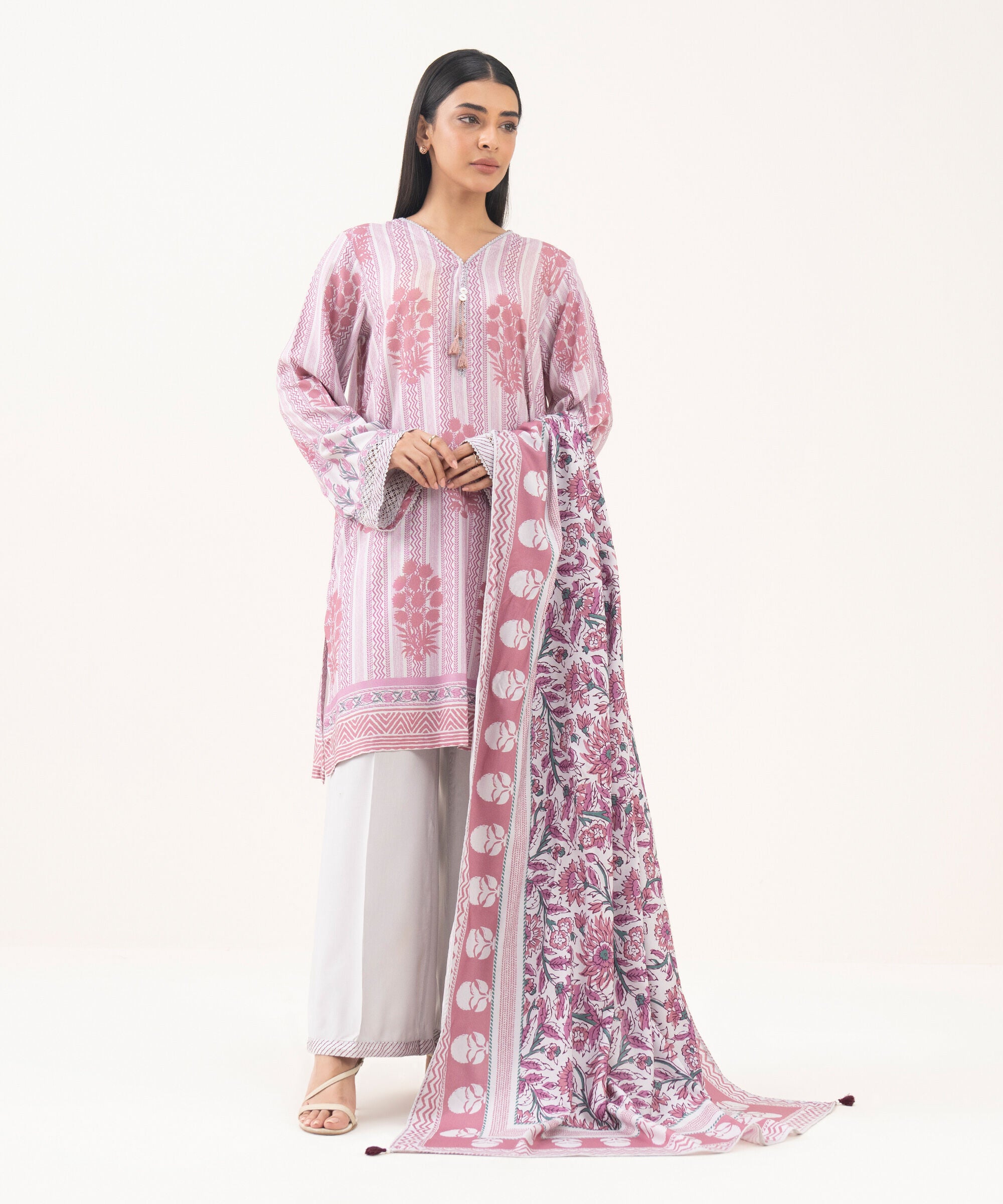 3 Piece - Printed Linen Viscose