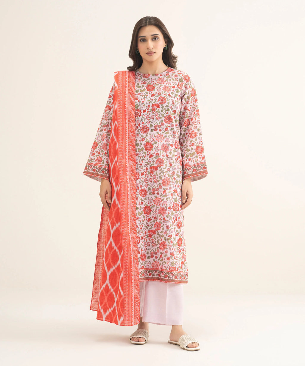 3 Piece - Printed Khaddar Suit