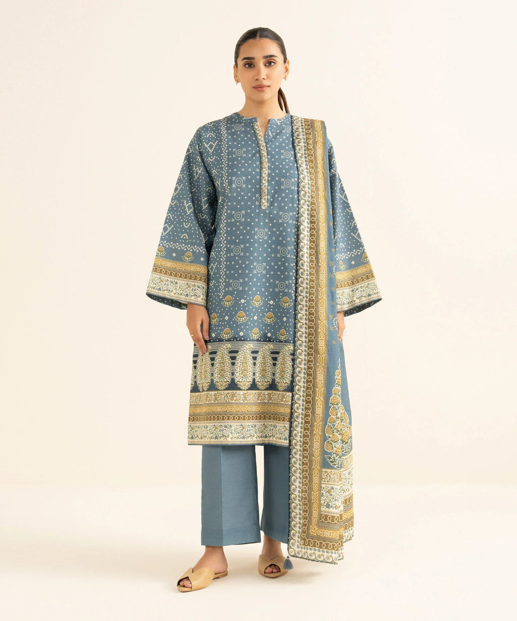 3 Piece - Printed Cotton Suit