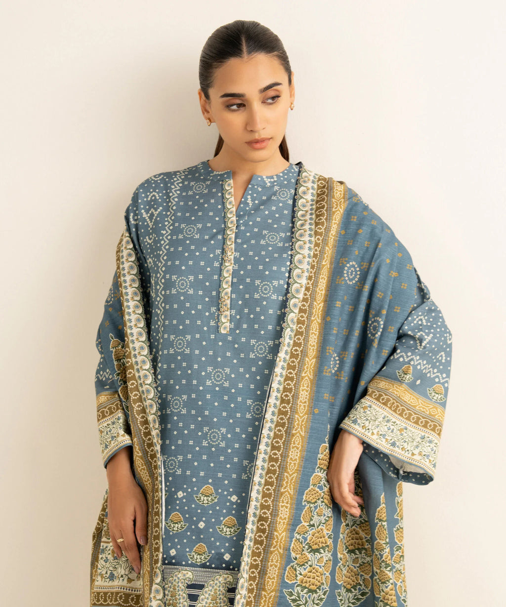 3 Piece - Printed Cotton Suit