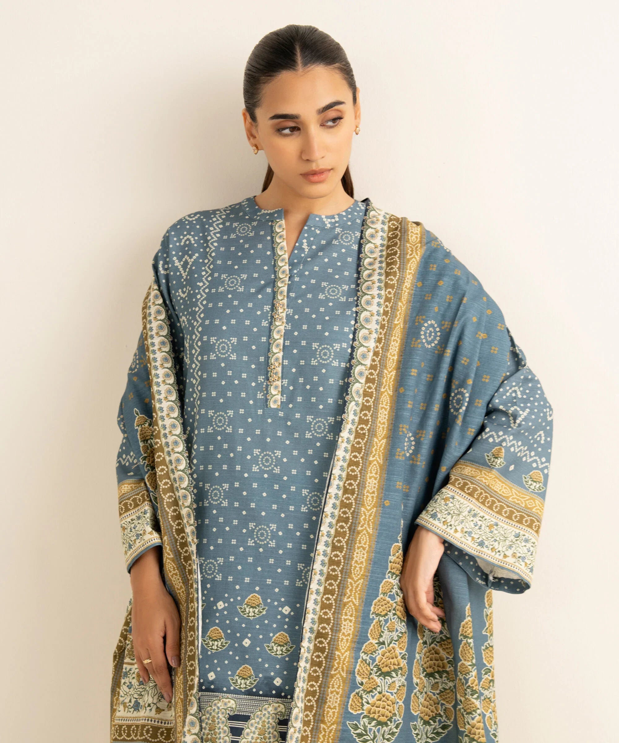 3 Piece - Printed Cotton Suit
