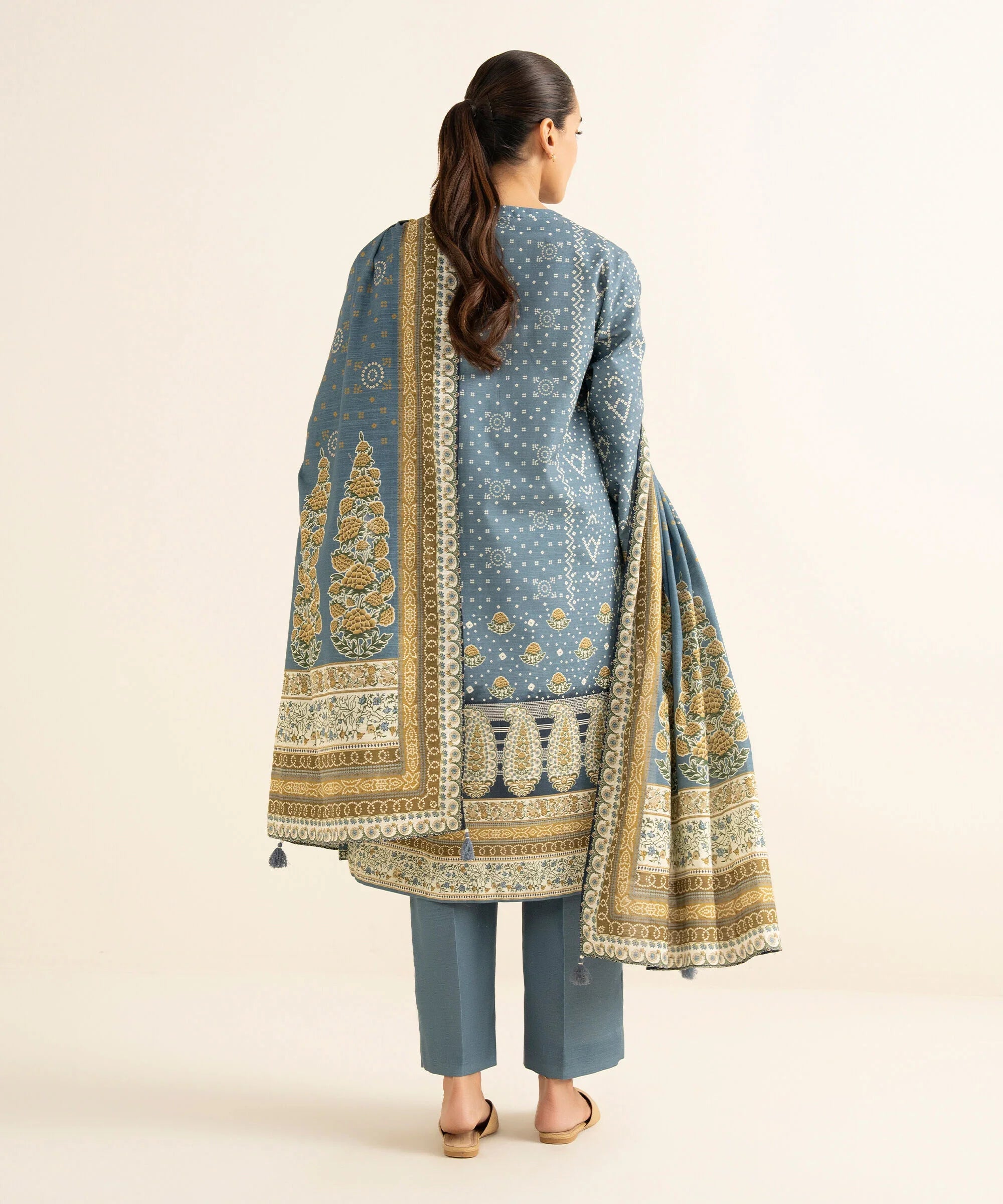 3 Piece - Printed Cotton Suit