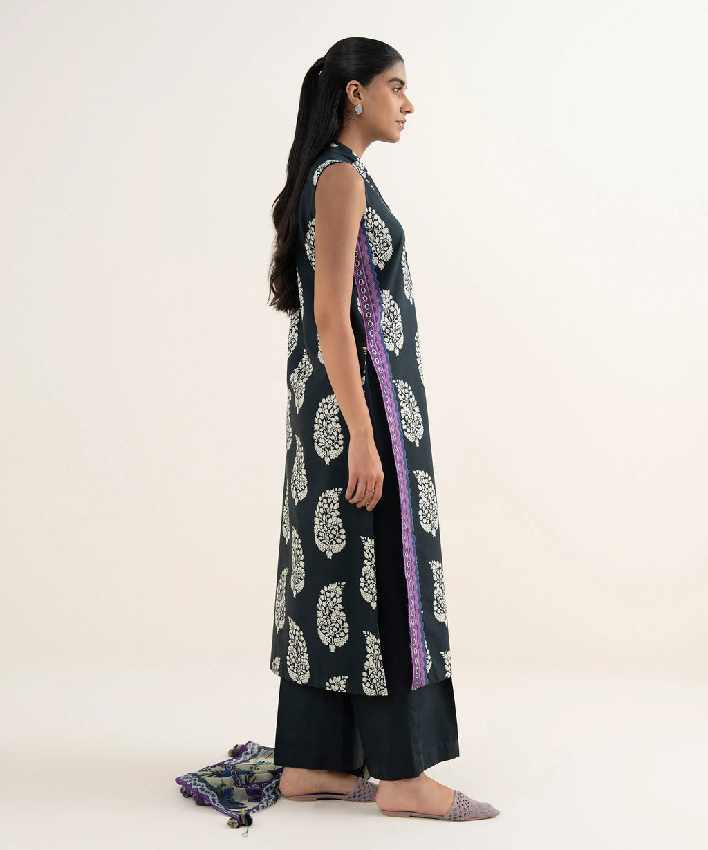 3 Piece - Printed Cotton Suit
