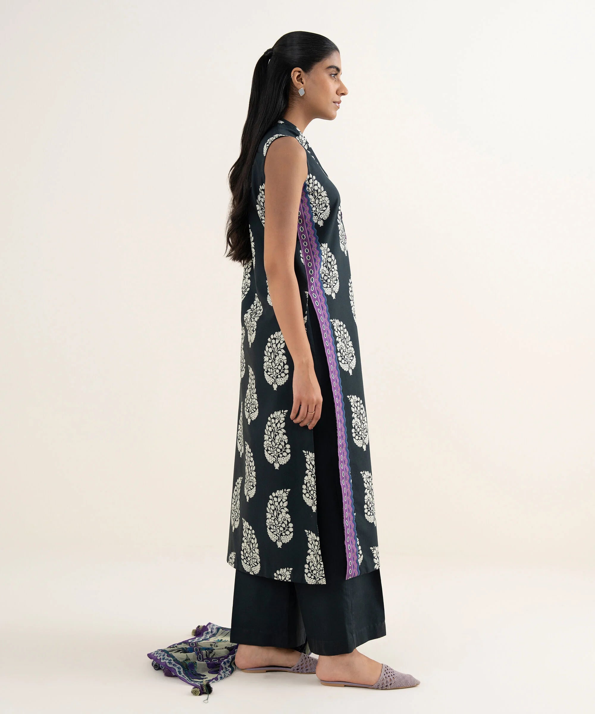 3 Piece - Printed Cotton Suit