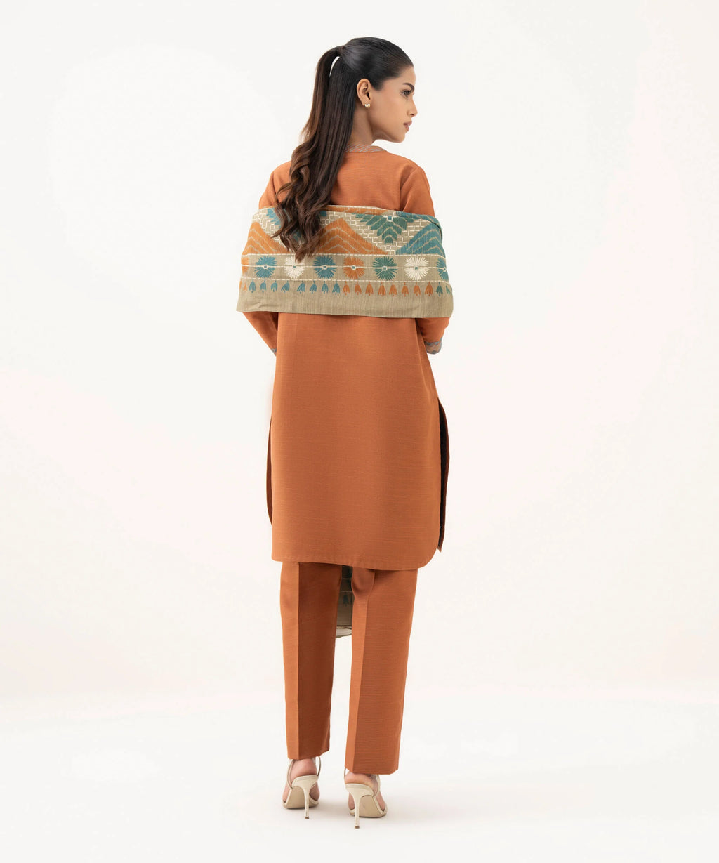 3 Piece - Embroidered Light Khaddar Suit