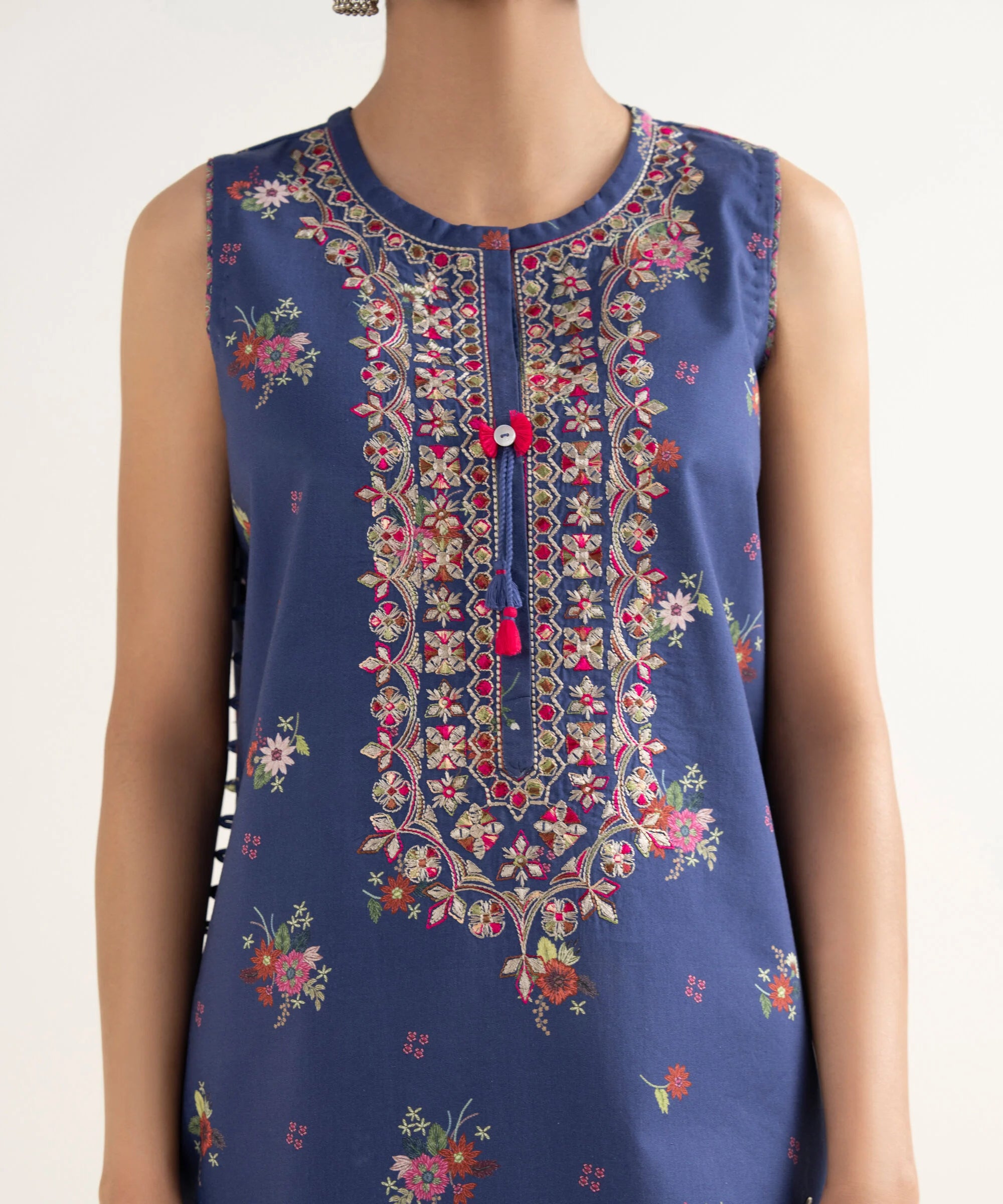 3 Piece - Embroidered Cotton Suit