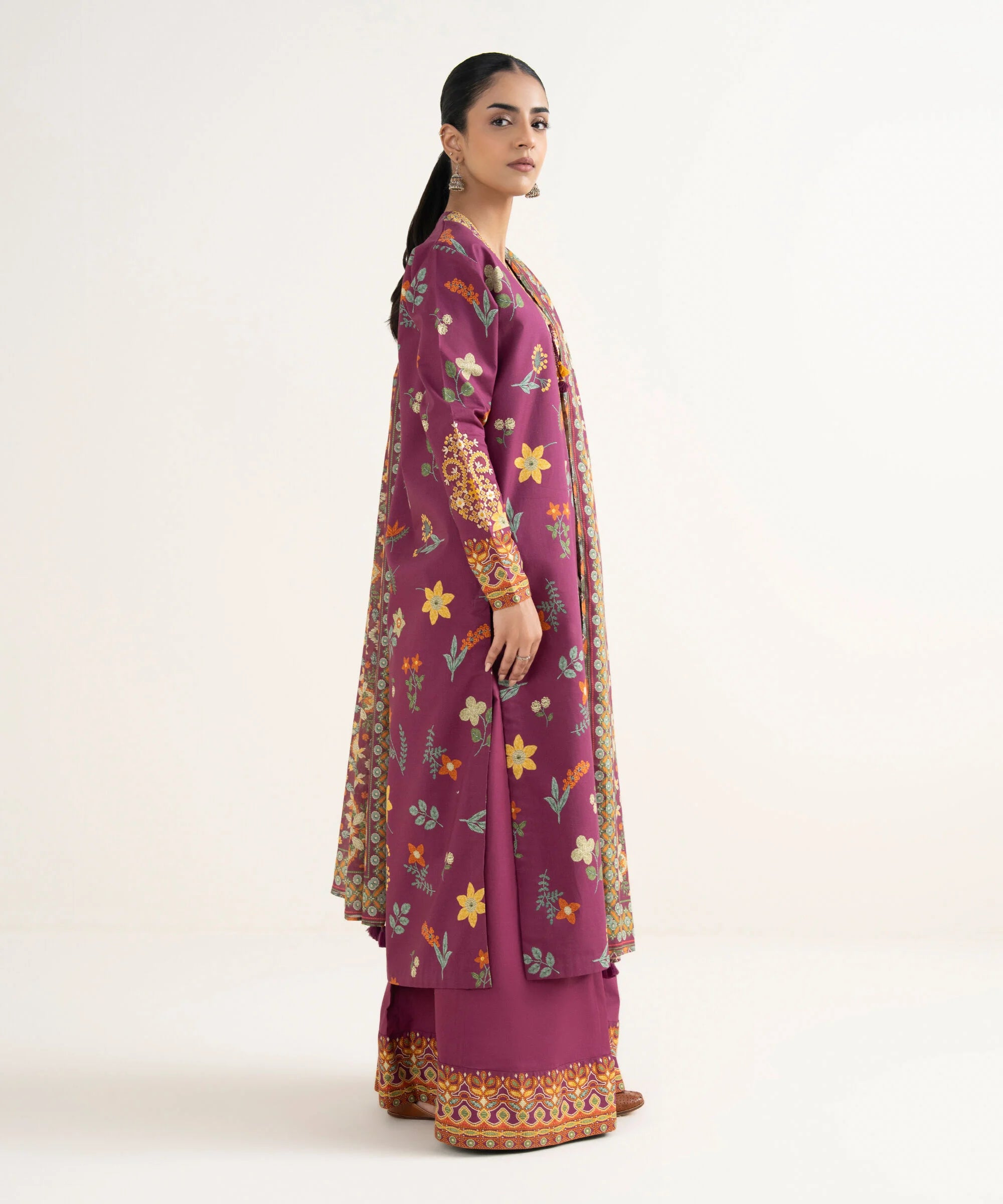 3 Piece - Embroidered Cotton Suit