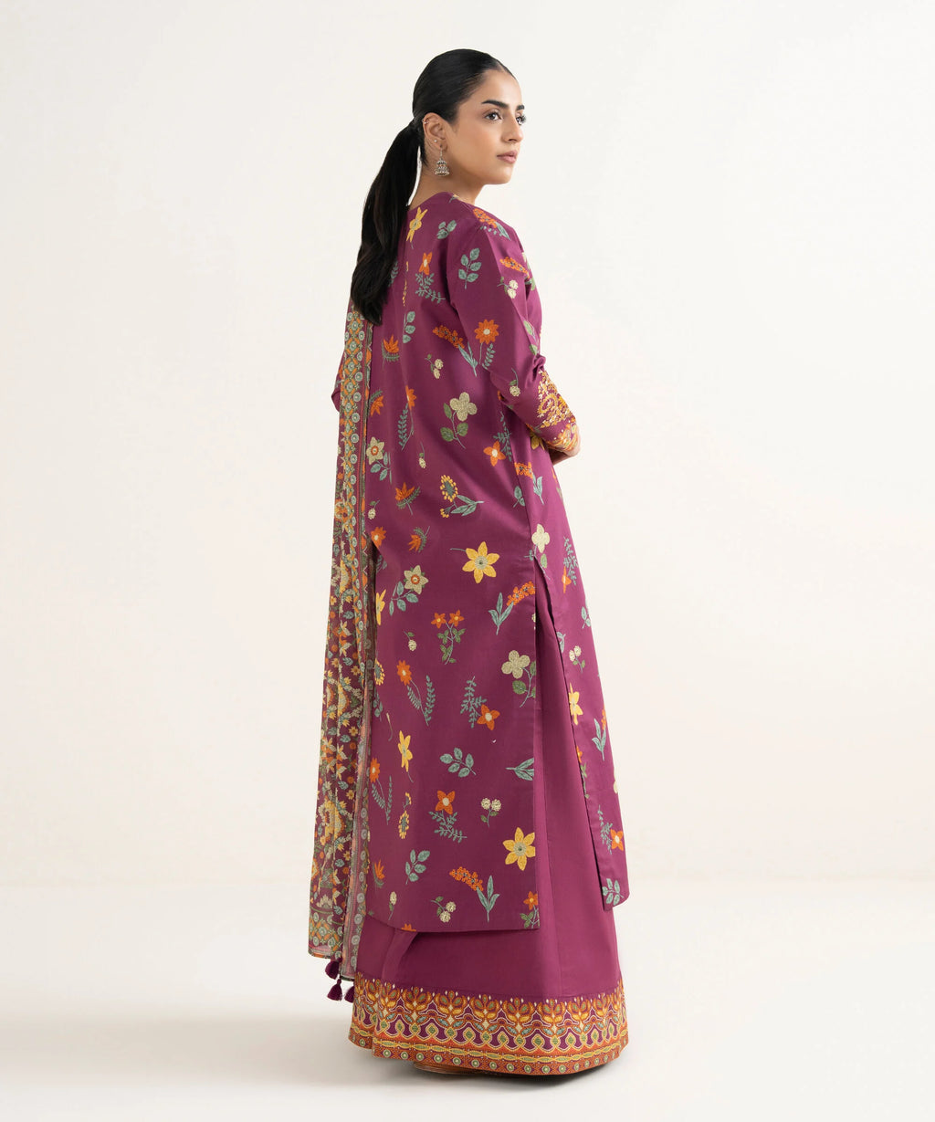 3 Piece - Embroidered Cotton Suit