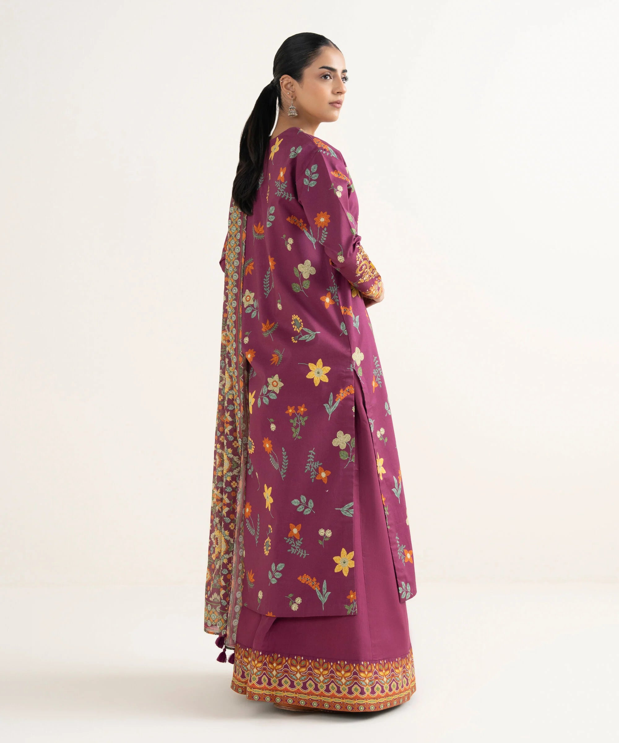 3 Piece - Embroidered Cotton Suit