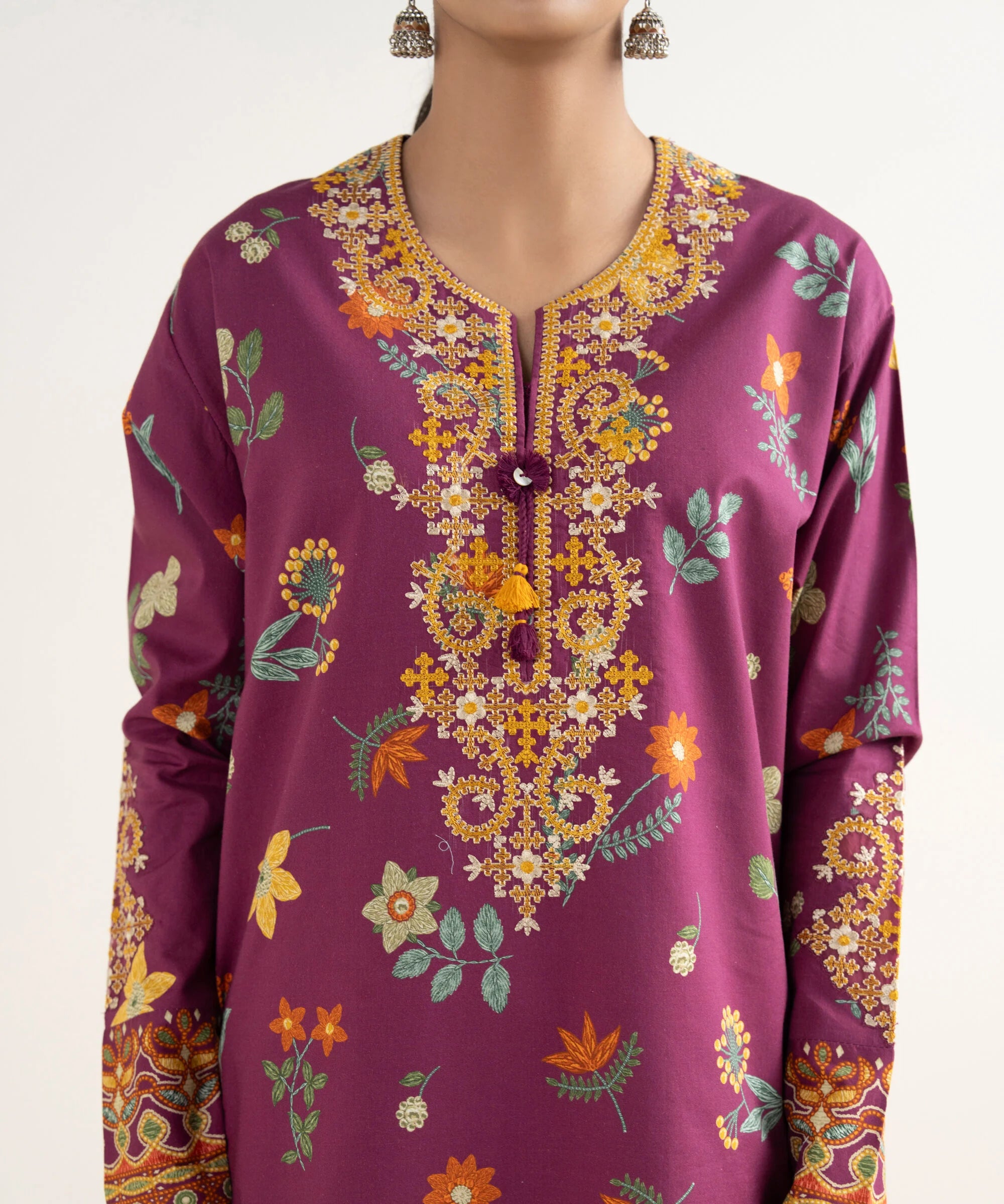 3 Piece - Embroidered Cotton Suit