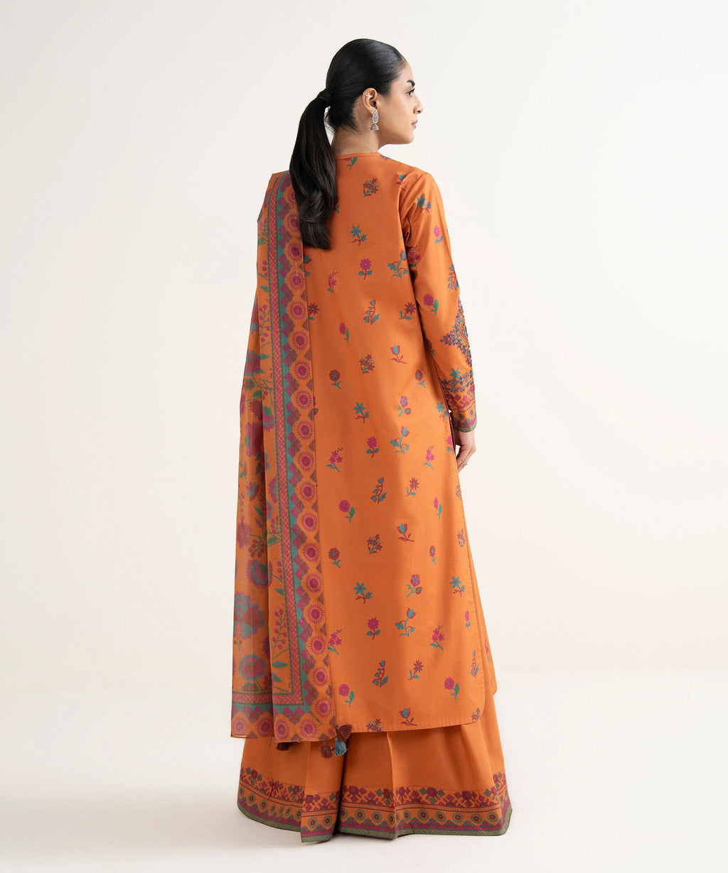 3 Piece - Embroidered Cotton Suit