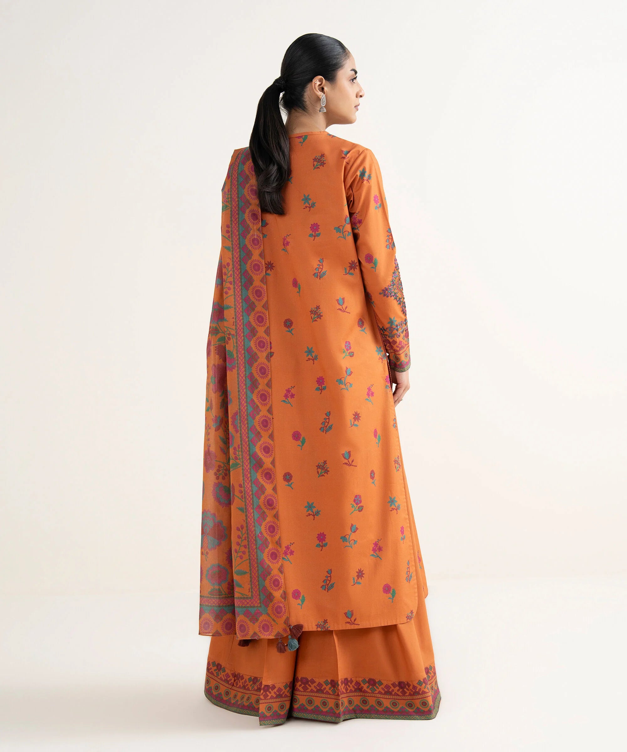 3 Piece - Embroidered Cotton Suit