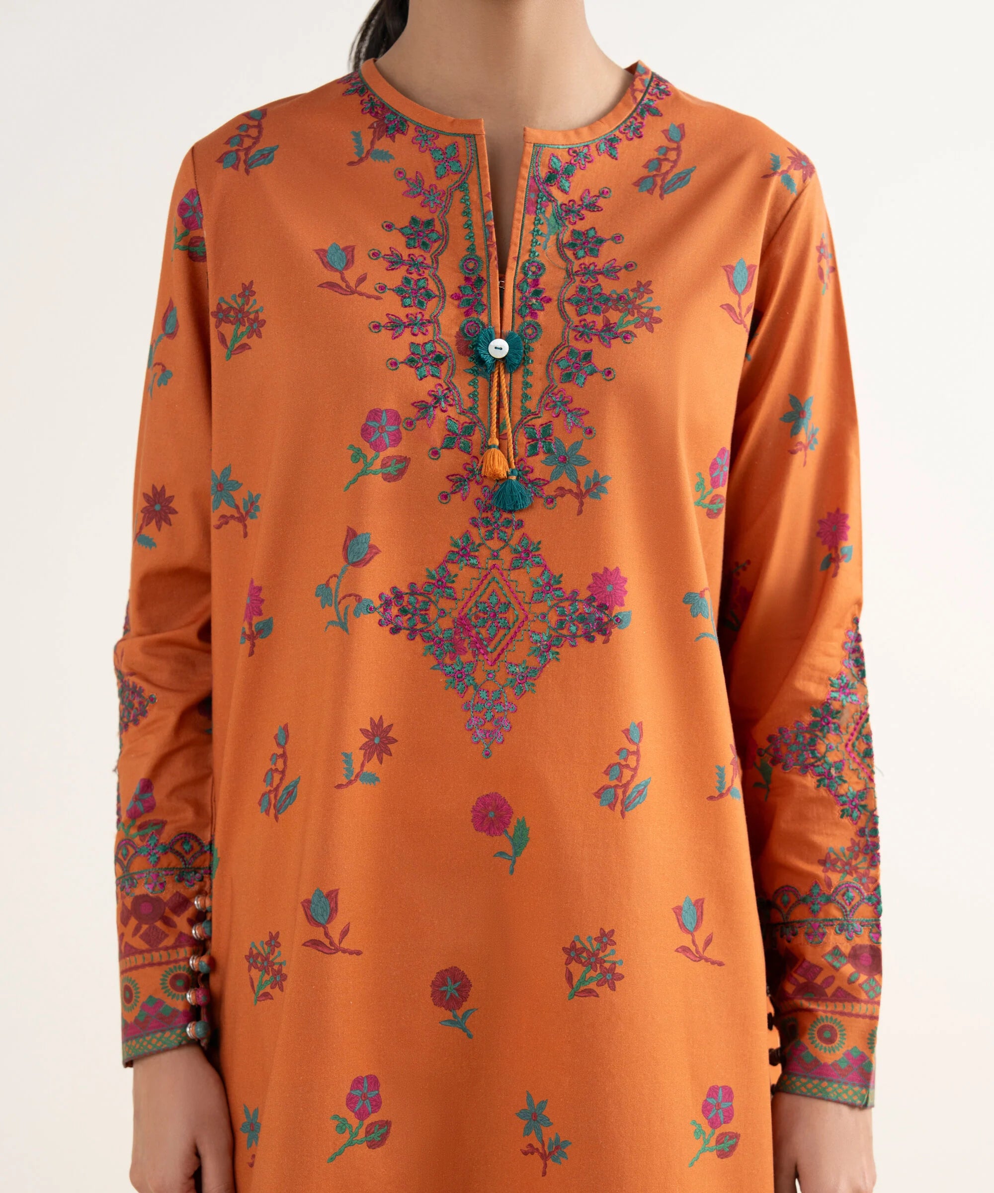 3 Piece - Embroidered Cotton Suit