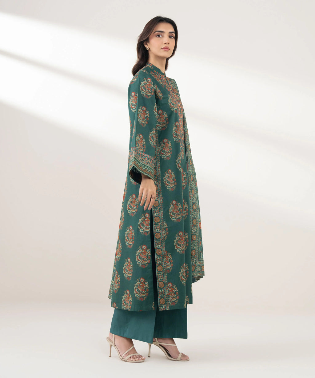 3 Piece - Embroidered Cotton Suit