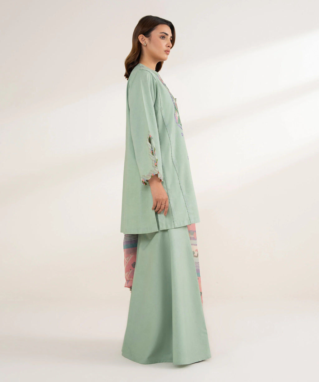 3 Piece - Embroidered Cotton Viscose Suit