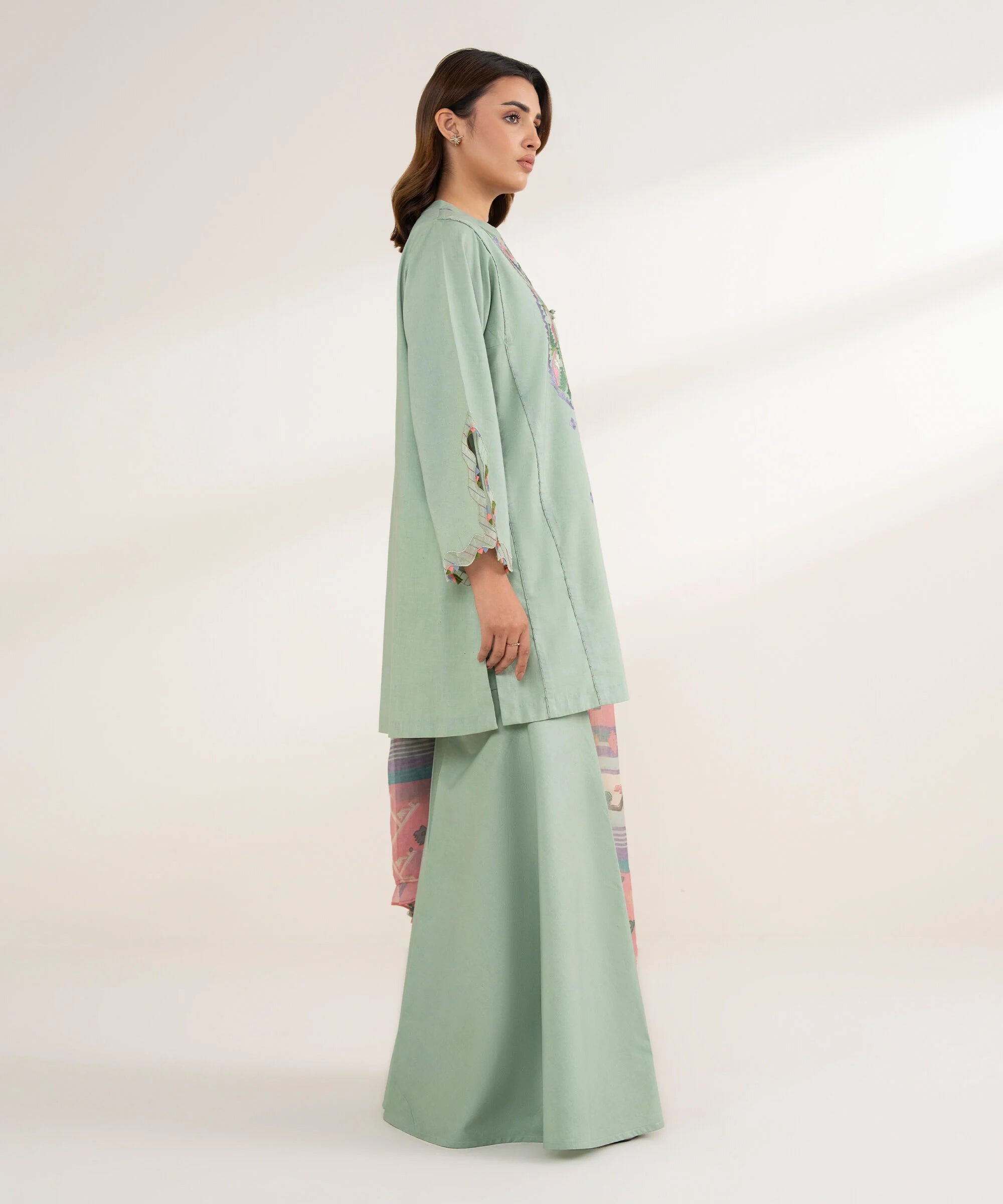 3 Piece - Embroidered Cotton Viscose Suit