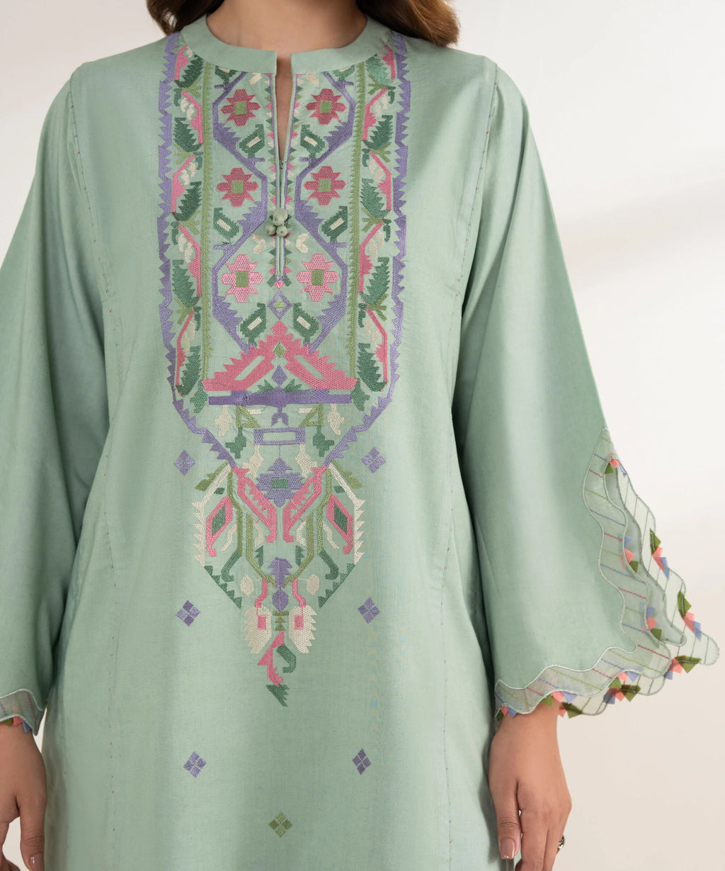 3 Piece - Embroidered Cotton Viscose Suit