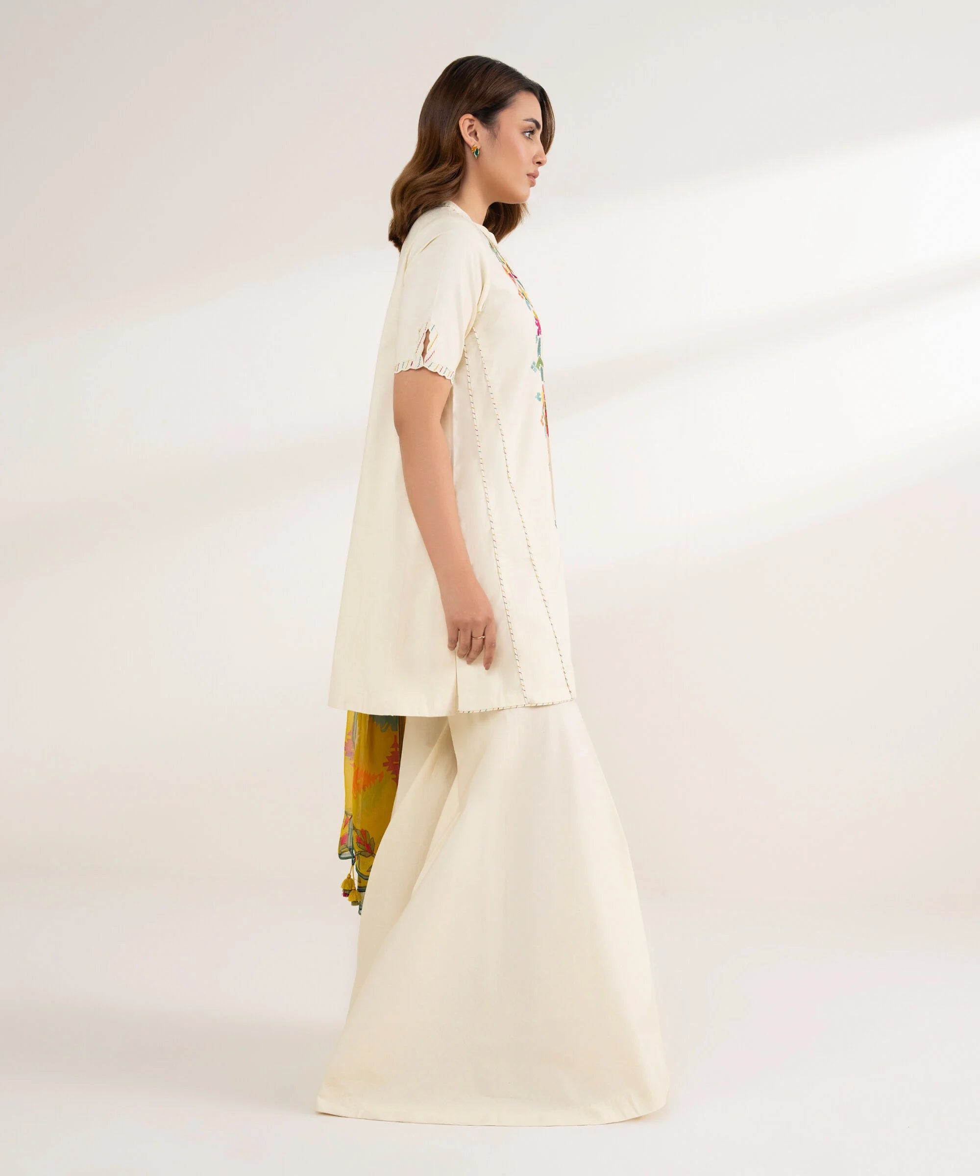 3 Piece - Embroidered Cotton Suit