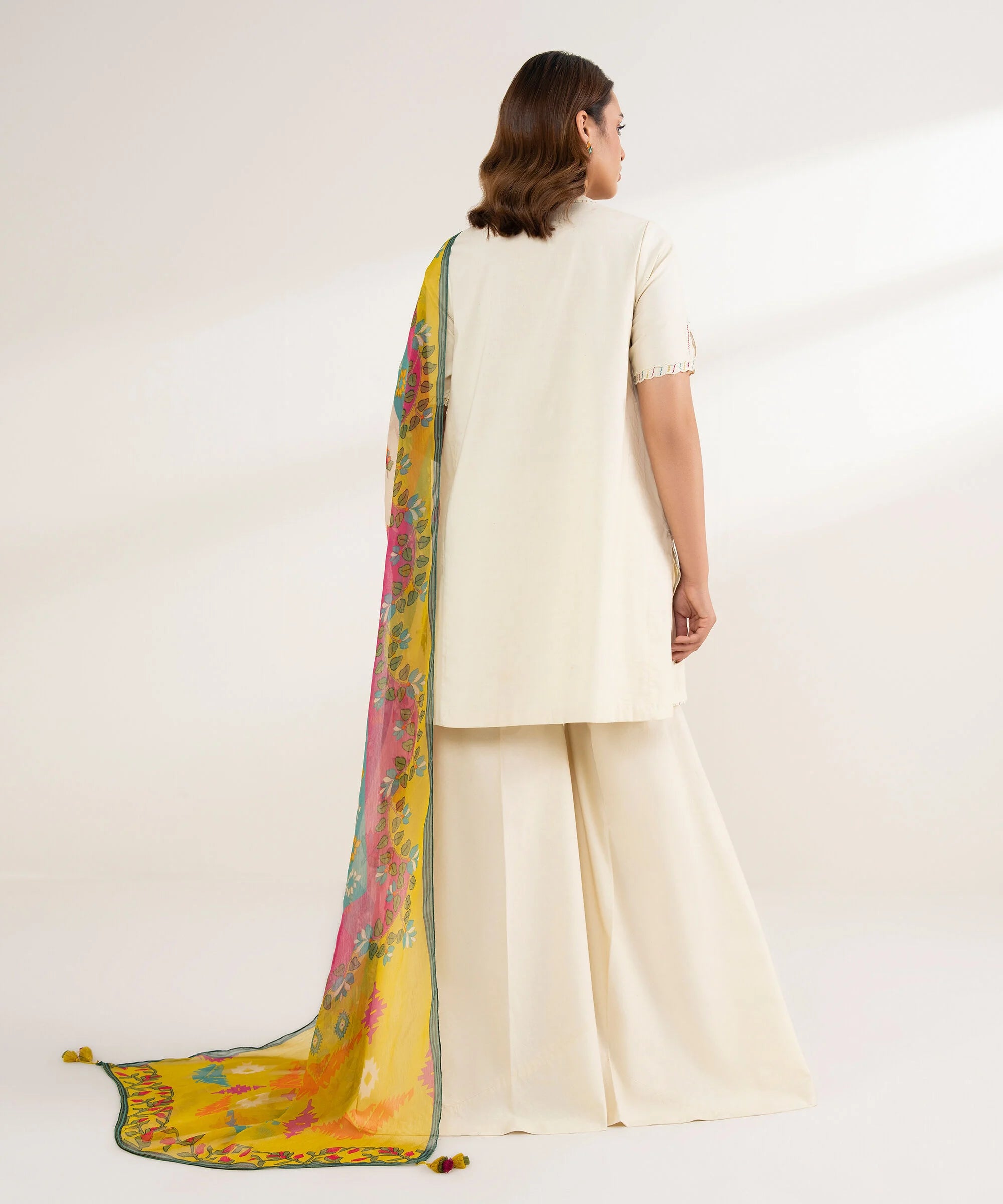 3 Piece - Embroidered Cotton Suit