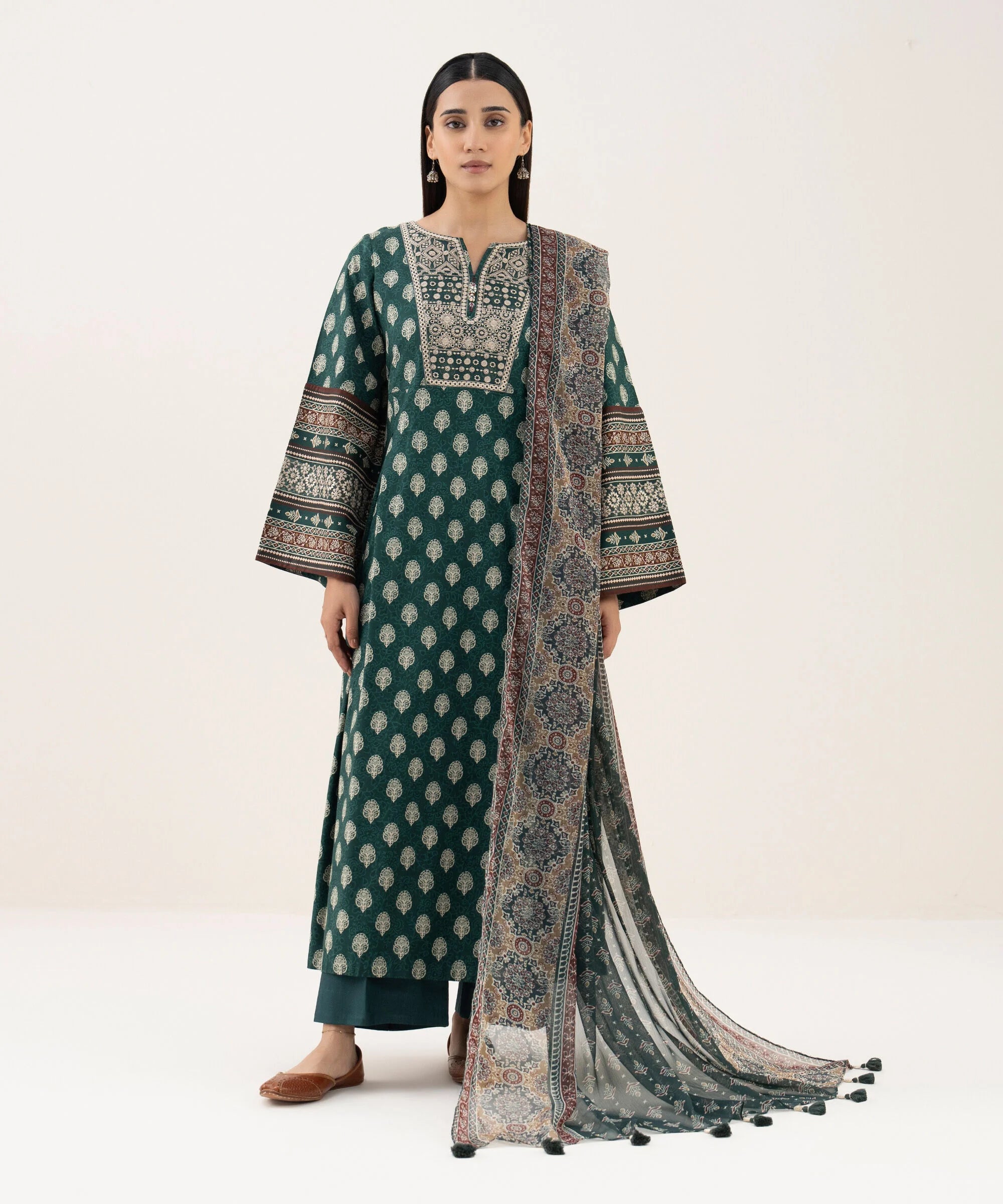 3 Piece - Embroidered Light Linen Suit