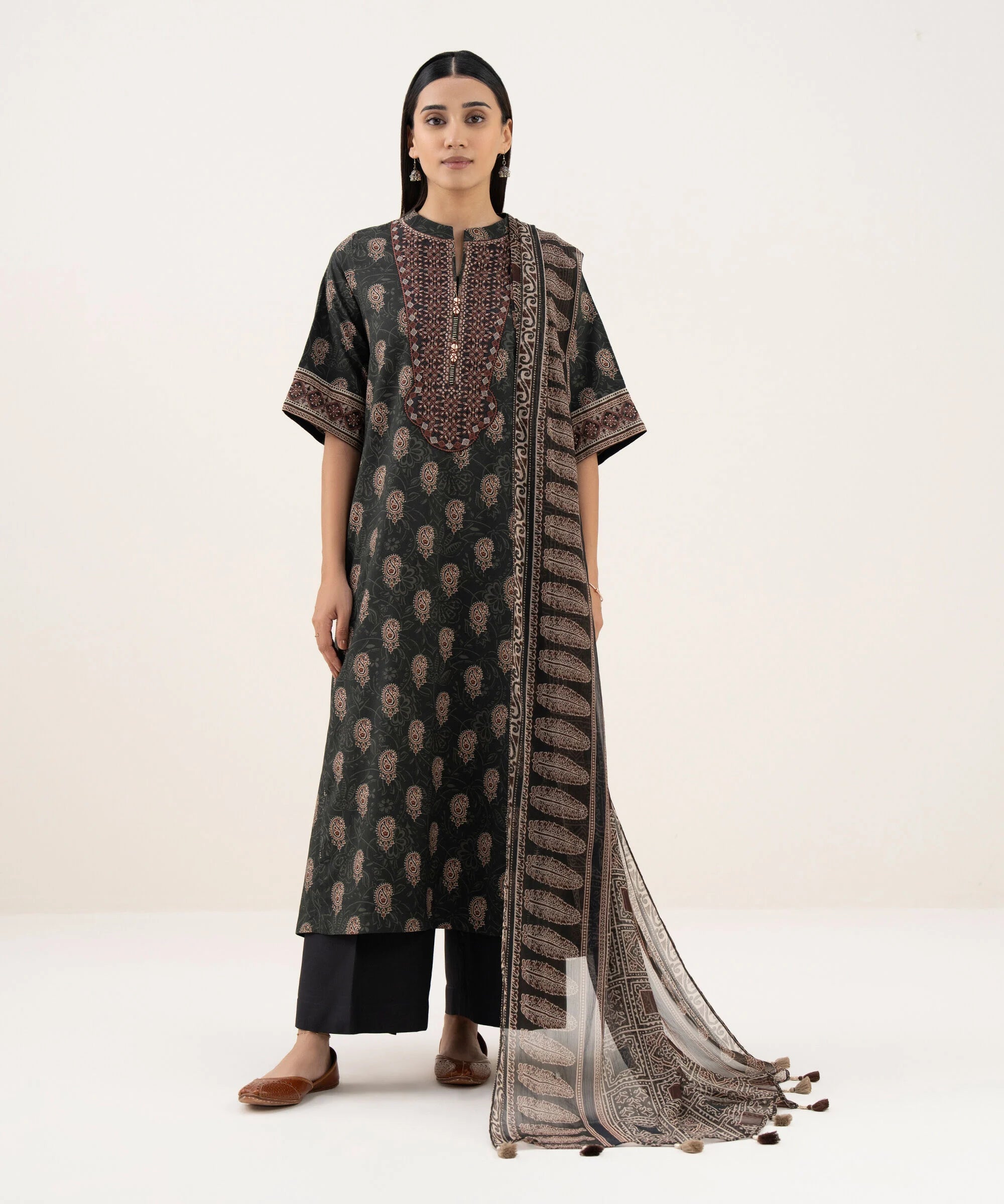 3 Piece - Embroidered Light Linen Suit