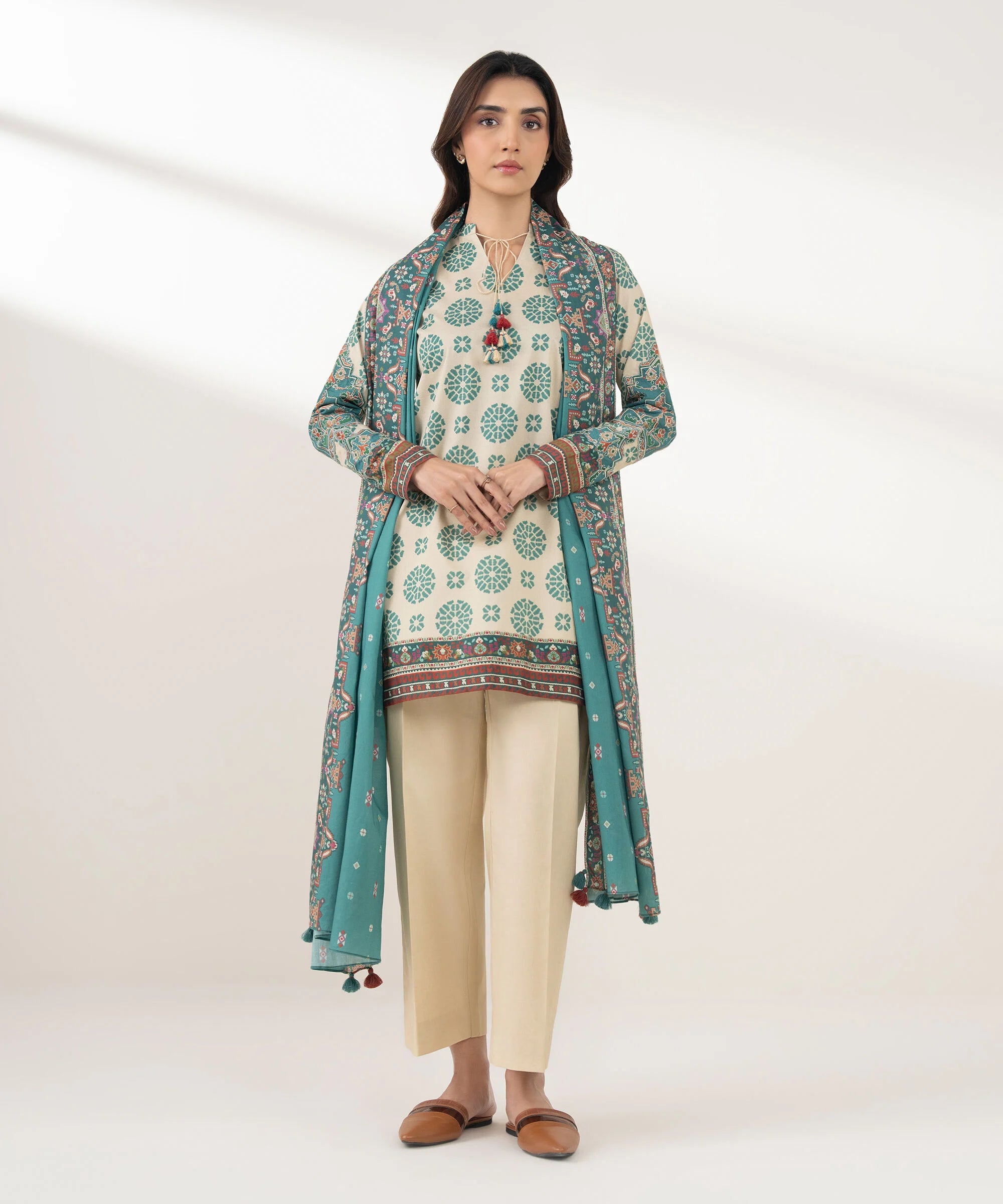 3 Piece - Embroidered Cotton Suit